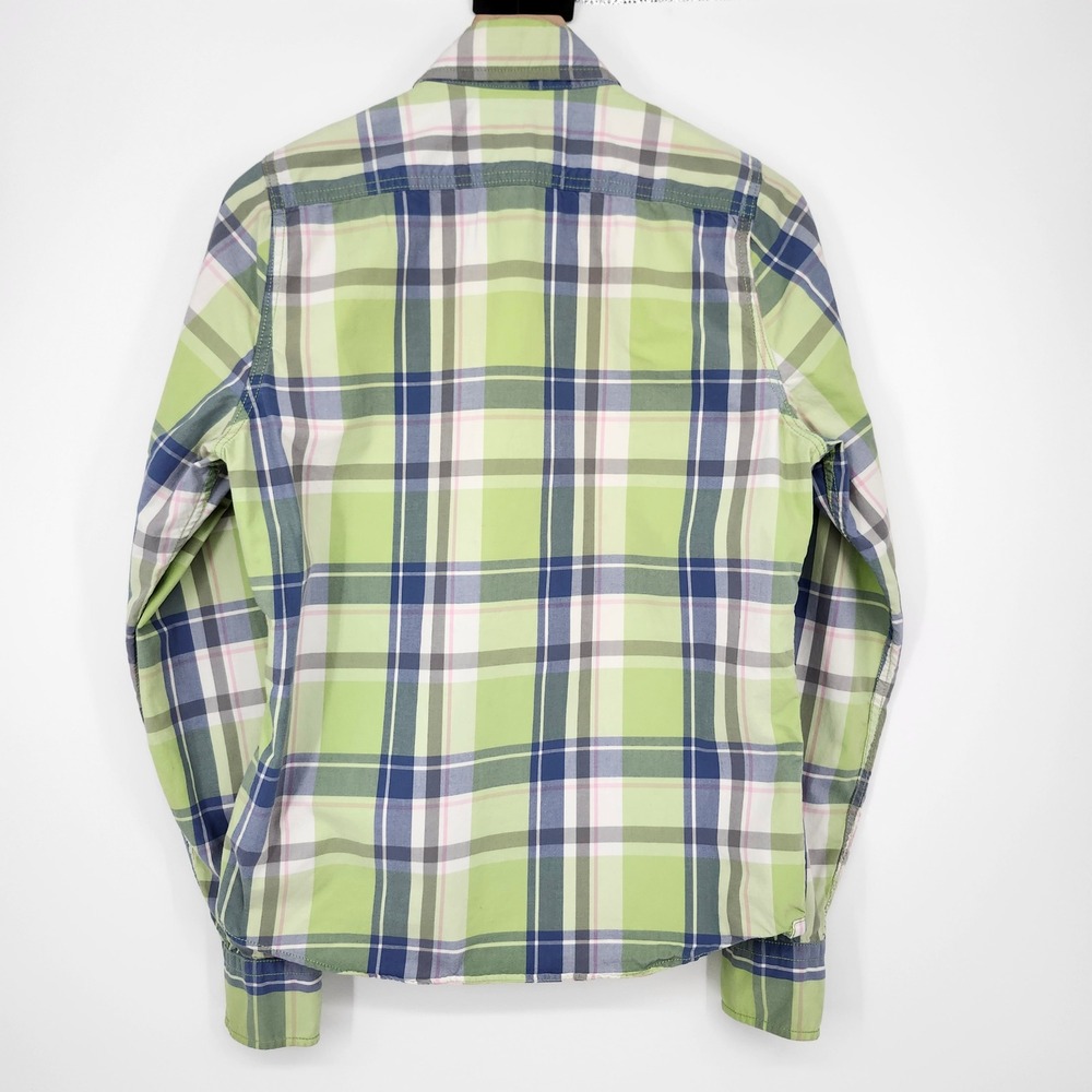 Abercrombie Fitch Mens Muscle Fit Shirt Small Green Blue Plaid Frat Boy Prep - Picture 7 of 10